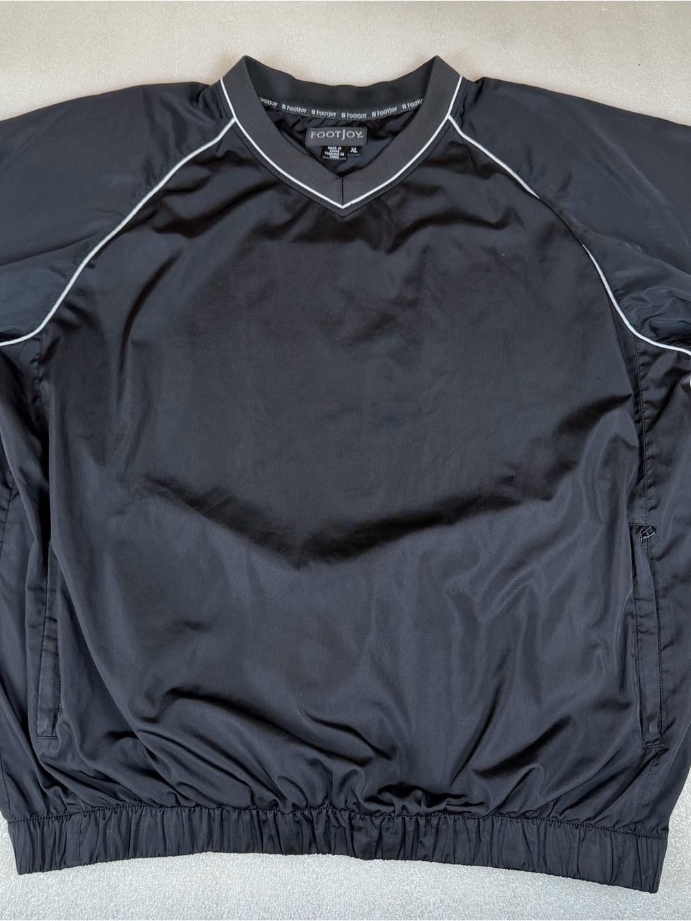 FootJoy Men's XL Pullover Golf Jacket L Shirt Short Sleeve Solid Black Shell